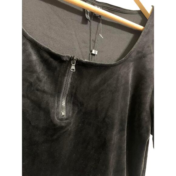 Vero Moda Athena Zip Detail Velvet Crop‎ Top Black XL NEW - Picture 3 of 8